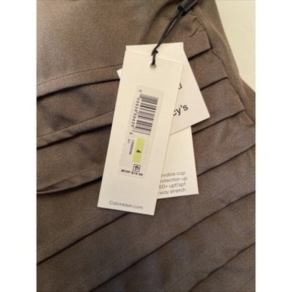 Calvin Klein Bronze Pleated Ruched-Panel One Piece Swimsuit Size 4 NWT $79 - Picture 5 of 5